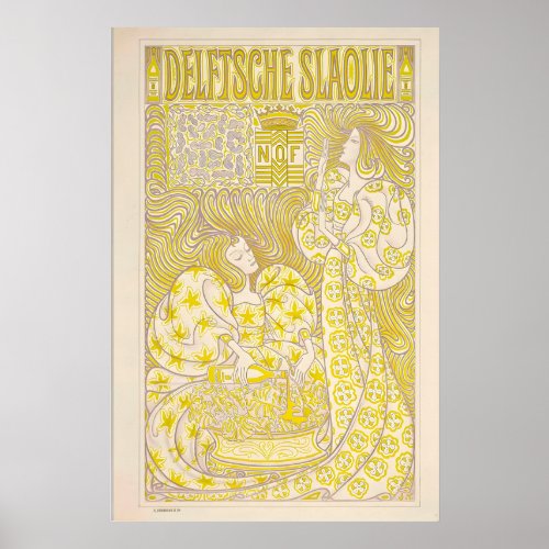Delftsche Slaolie Advertising Art Deco Vintage Poster