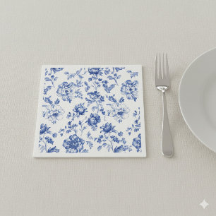 Delftware blue and white floral napkins