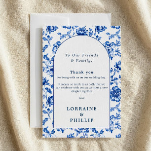 Delftware Blue Floral Elegant vintage wedding Thank You Card