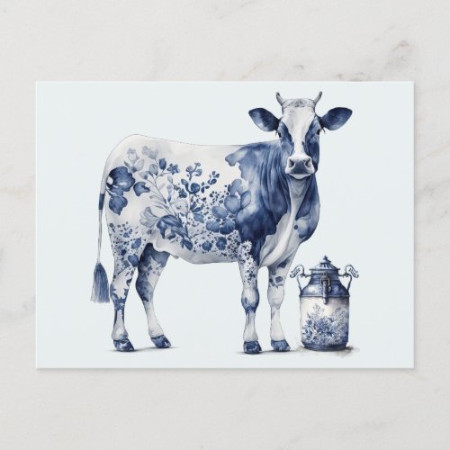 Delftware Cow and Milk Jar Postcard