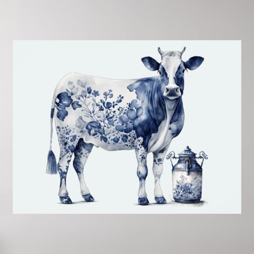 Delftware Cow and Milk Jar Poster