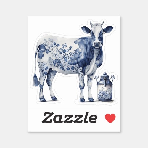 Delftware Cow and Milk Jar Sticker