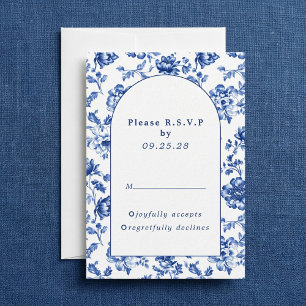 Delftware-Inspired Blue Floral arch response rsvp