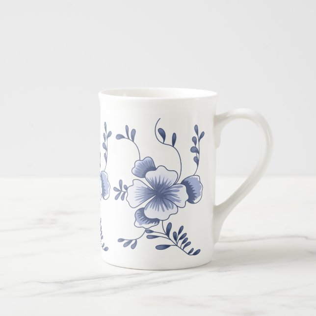 Delftware Style Pansy Bone China Mug (Right)