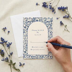 Delftware vintage Blue Floral arch response rsvp