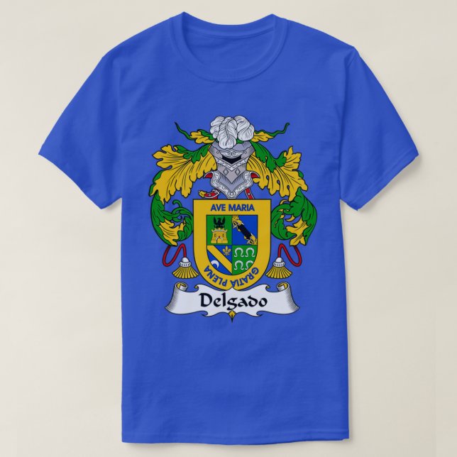 Delgado Coat of Arms Family Crest  T-Shirt (Design Front)