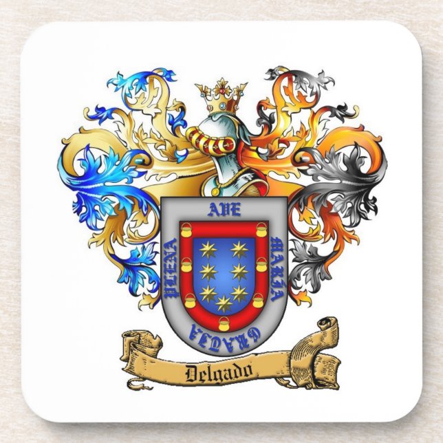 Delgado Coat of Arms Set of 6 Plastic Coasters (Front)