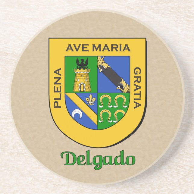 Delgado Heraldic Shield Drink Coaster (Front)