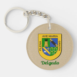 Delgado Historical Shield with Flag of Mexico Keychain