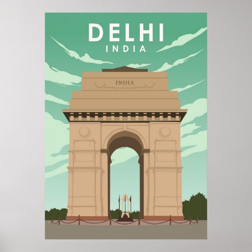 Delhi India Illustration Travel Poster
