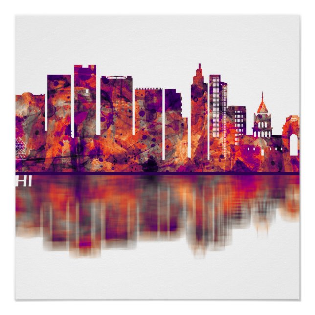 Delhi India Skyline Poster (Front)