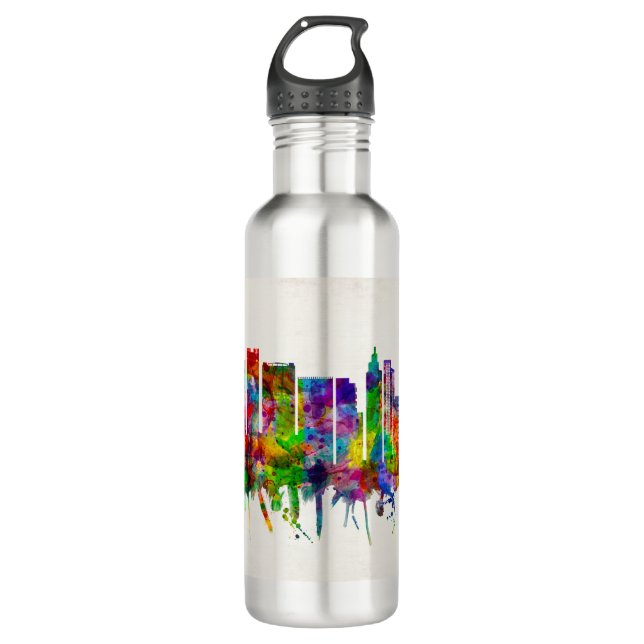 Delhi India Skyline Stainless Steel Water Bottle (Front)
