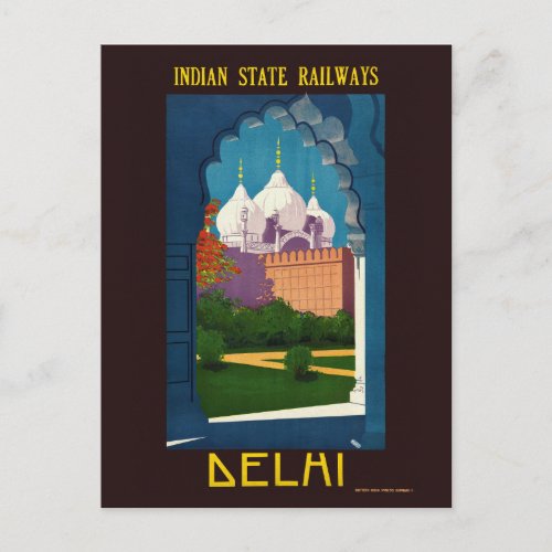 Delhi India Vintage Poster 1930 Postcard