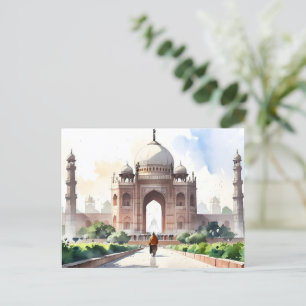 Delhi watercolor art postcard