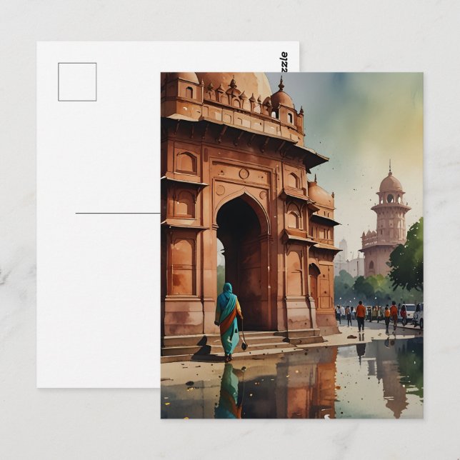 Delhi watercolor art postcard (Front/Back)