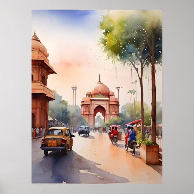Delhi watercolor art poster (Front)