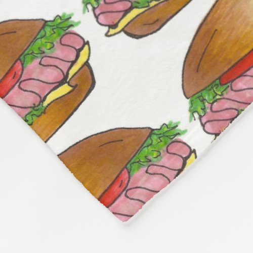 Deli Ham Cheese Sub Submarine Sandwich Hoagie Fleece Blanket