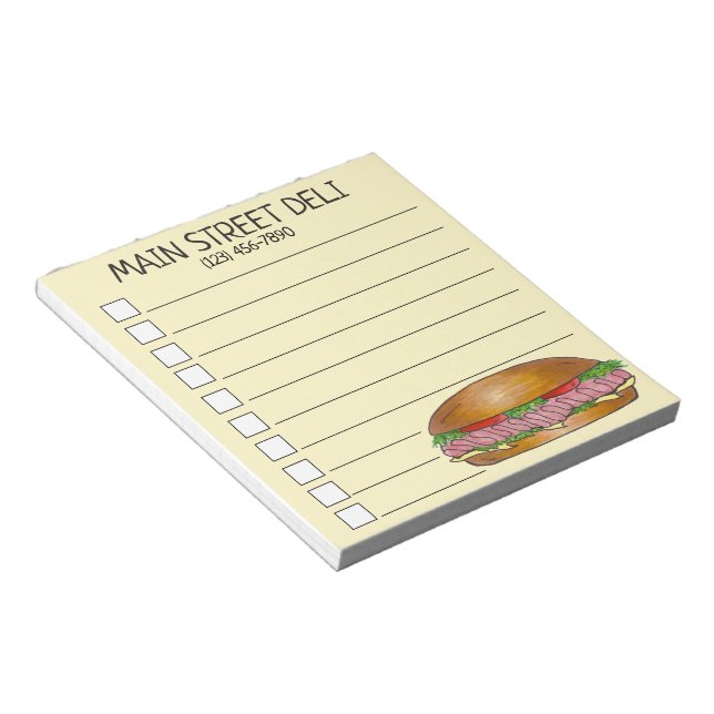 Deli Ham Cheese Sub Submarine Sandwich Hoagie Notepad (Angled)
