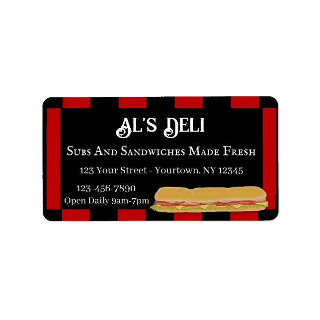 Deli Sub Business  Label (Front)