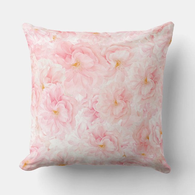 Delicat Cherry Blossom (Sakura) Pattern Design Throw Pillow (Front)