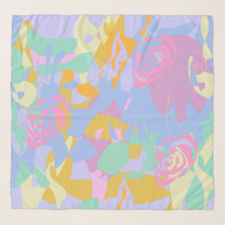 Delicate Abstract Blue Rose Floral Chiffon Scarf