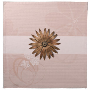 Delicate Abstract Flower on Pale Pink Napkin