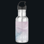 Delicate Abstract Purple Print with Name Stainless Steel Water Bottle<br><div class="desc">Beautiful and delicate abstract pastel purple and indigo blue "property of" print with your name in elegant white typography.</div>