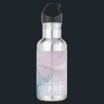 Delicate Abstract Purple Print with Name Stainless Steel Water Bottle<br><div class="desc">Beautiful and delicate abstract pastel purple and indigo blue "property of" print with your name in elegant white typography.</div>
