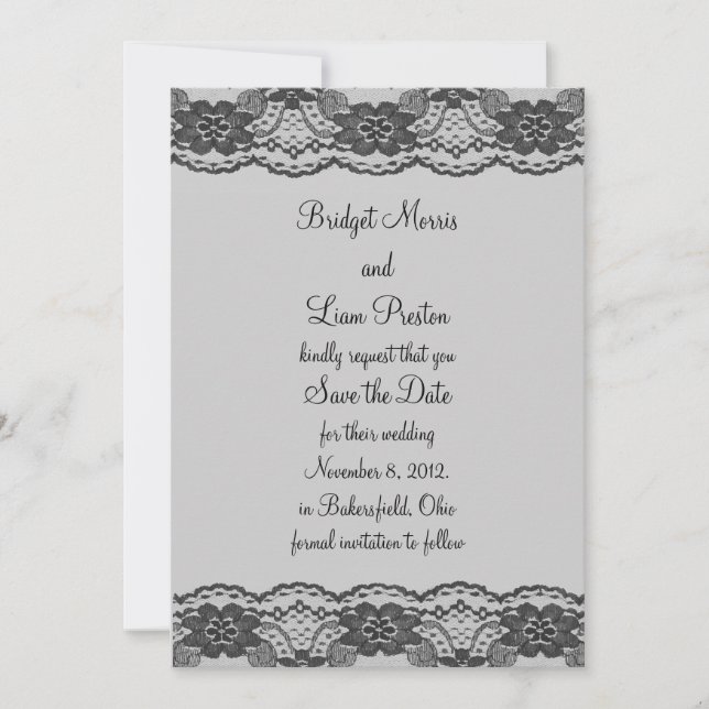 Delicate and Lacy Save the Date (gray) (Front)