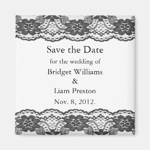 Delicate and Lacy Save the Date Magnet (white)