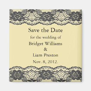 Delicate and Lacy Save the Date Magnet (yellow)