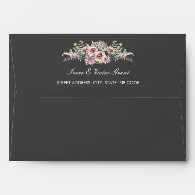 Delicate Anemone Flowers Gray Wedding | A7 Envelope (Back (Top Flap))