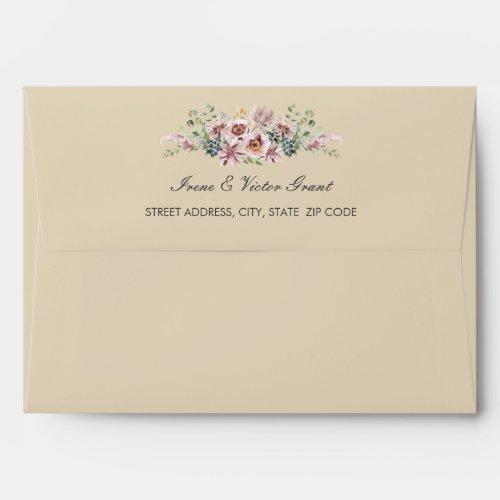 Delicate Anemone Flowers Neutral pink Wedding  A7 Envelope