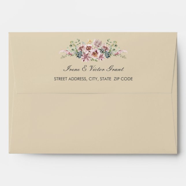 Delicate Anemone Flowers Neutral pink Wedding | A7 Envelope (Back (Top Flap))