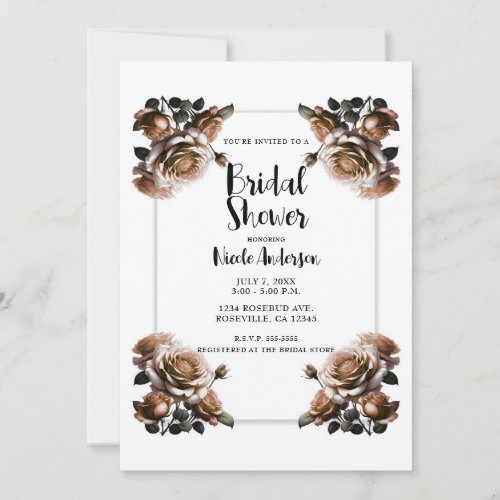 Delicate Antique Peach Roses Bridal Shower  Invitation