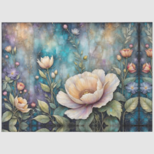 Delicate Apricot Cosmos on Teal Tissue Paper