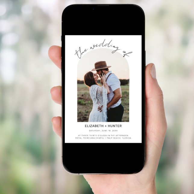 Delicate Arch Frame Photo Wedding QR Code RSVP Invitation (Front Digital)