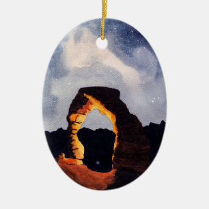 Delicate Arch Watercolor Painting, Personalize it  Ceramic Ornament