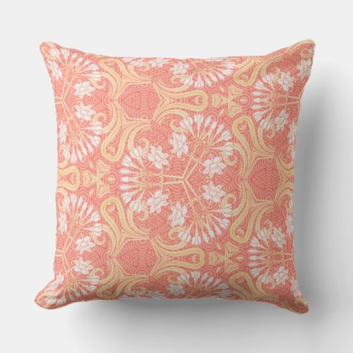 Delicate Art Nouveau Florals Throw Pillow