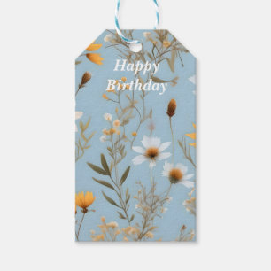 Delicate Australian Wildflowers On Blue, Gift Tags