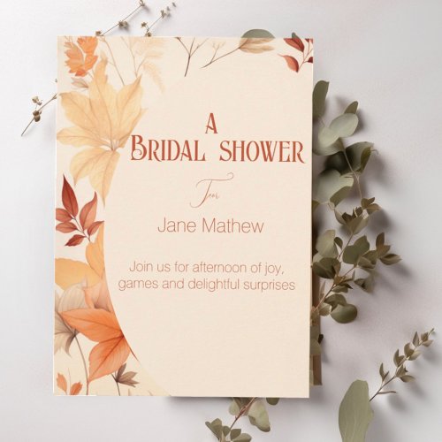 Delicate Autumn floral  bridal shower  Invitation