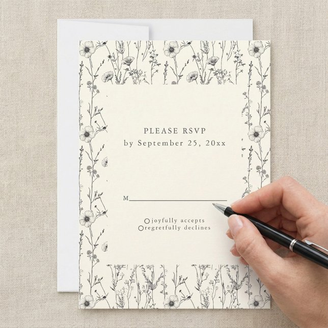 Delicate autumn garden wild flowers RSVP card (Creator Uploaded)