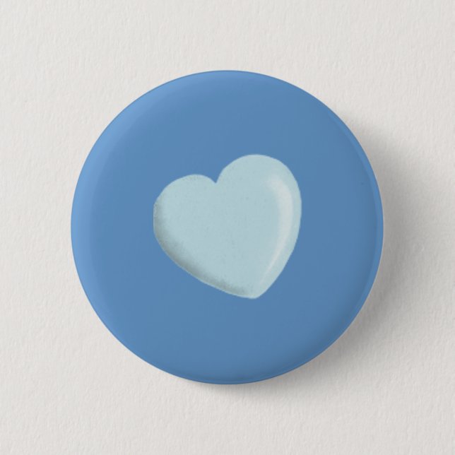 DELICATE BABY BLUE ROUNDED HEART BOY SWEET LOVE BUTTON (Front)