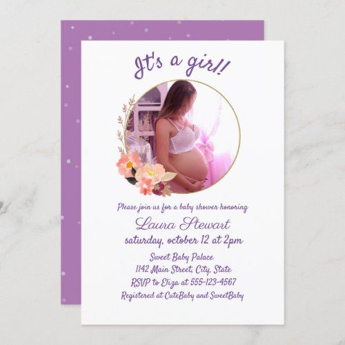 Delicate Baby Shower Invitation With Photo