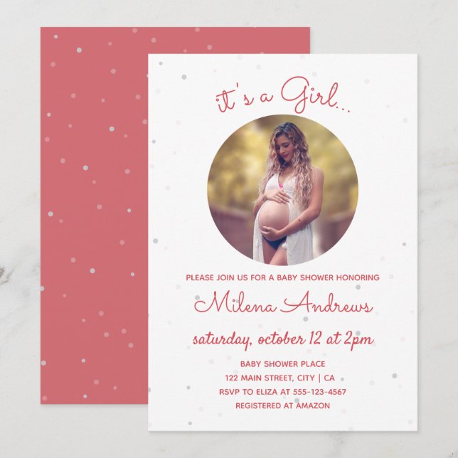 Delicate Baby Shower Invitation With Photo (Front/Back)