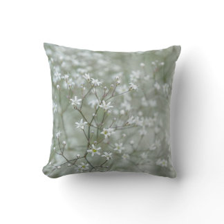 Delicate Baby's Breath Flower Nature Photography Throw Pillow