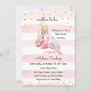 Delicate Ballerina and Unicorn Baby Shower  Invitation
