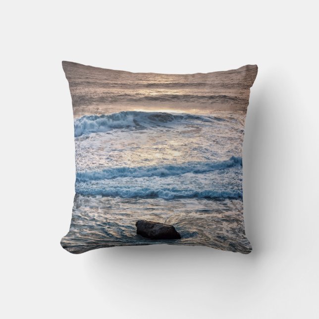 Delicate Beach Sunset Throw Pillow (Front)