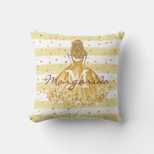 Delicate Beautiful Girl Simple Monogram Throw Pillow