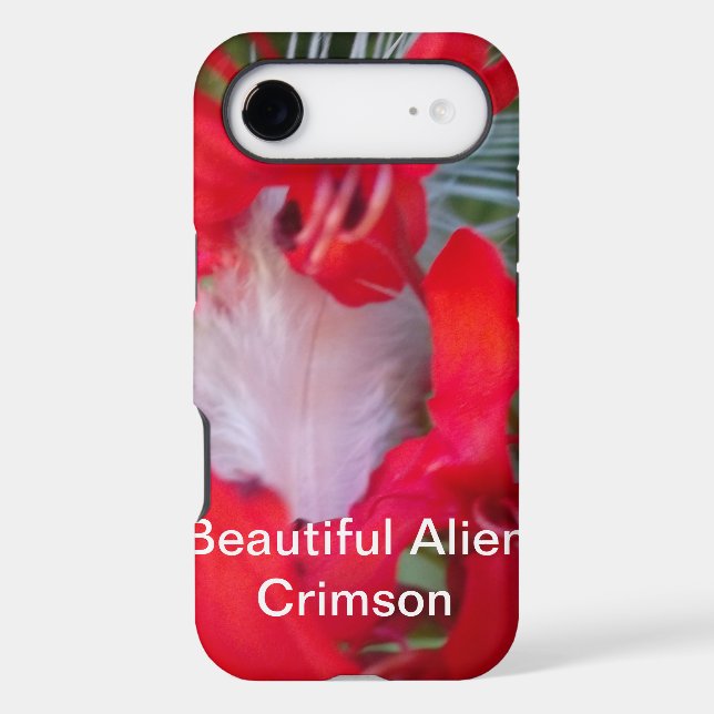 Delicate Beauty | Red Flower with White Feather Ar Case-Mate iPhone Case (Back)